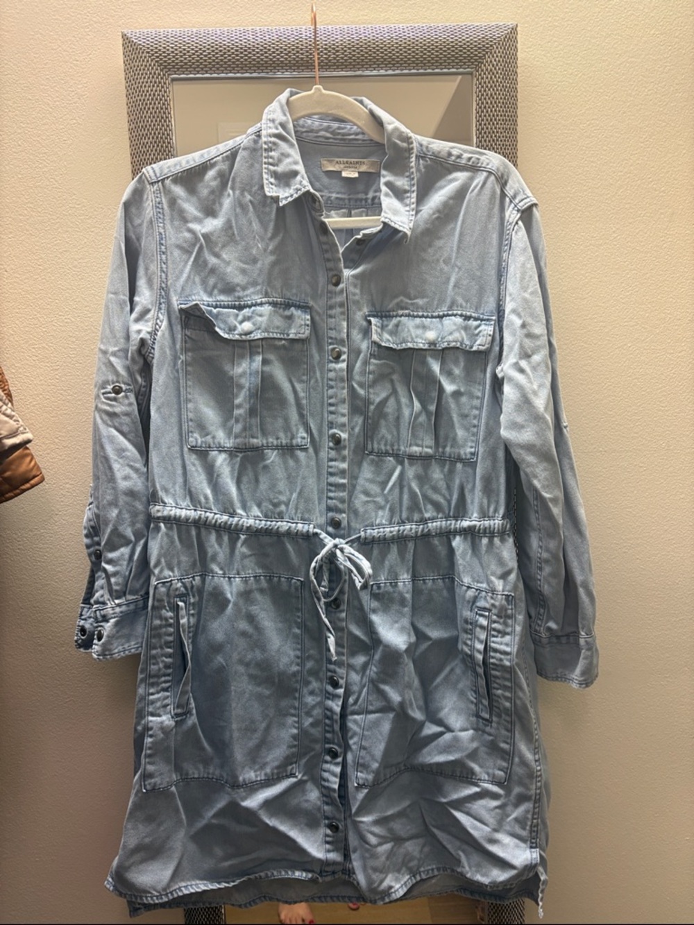 AllSaints Light Blue Denim Shirt Dress